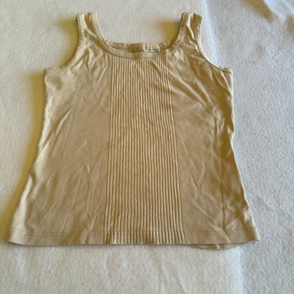 St. John's Bay Tops - St Johns Bay Pintuck Tank Top Womens Beige M Cotton Ribbed Scoop Neck Sleeveless